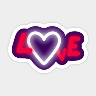 Neon whilte heart - Love Sticker